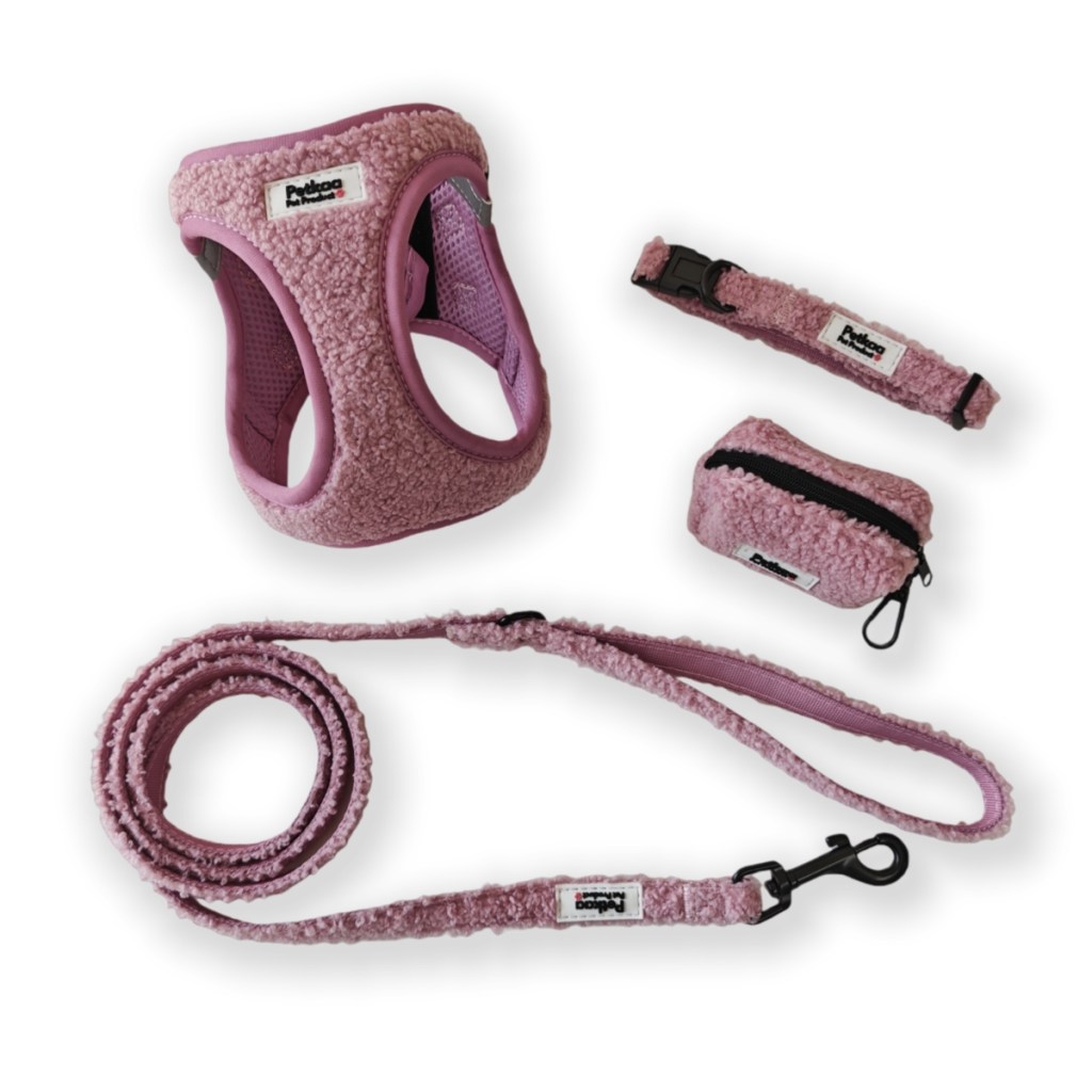 teddy-fleece-vest-dog-harness-set