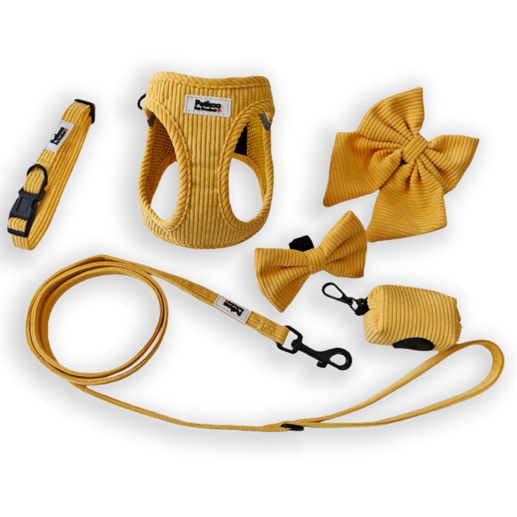 custom-logo-corduroy-step-in-dog-harness-set